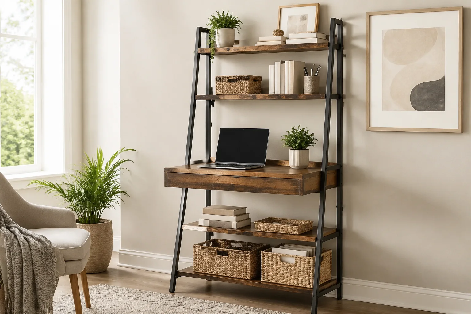 Ladder Wall Shelf Desk - Image 3