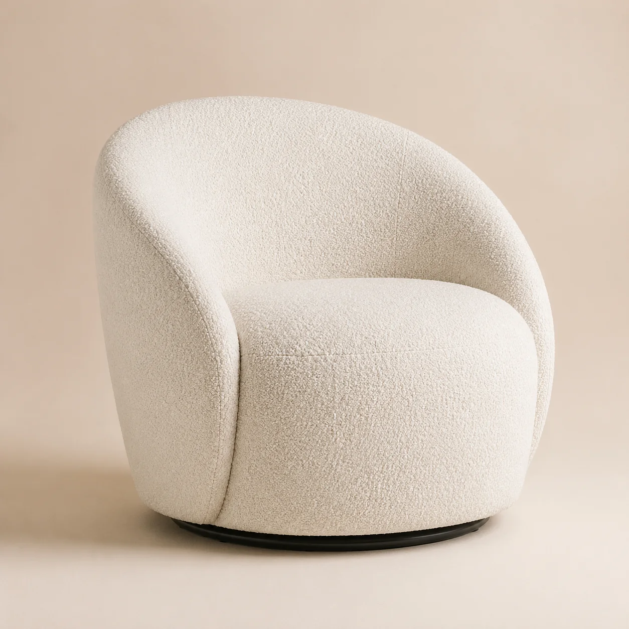 Curved Boucle Lounge Chair